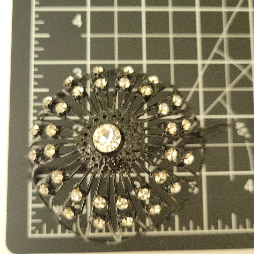 Vintage Black Rhinestone Cage Bun Cover Hair Clip One Size Goth